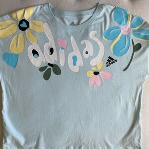 Adidas Light Blue Tee with Floral Design